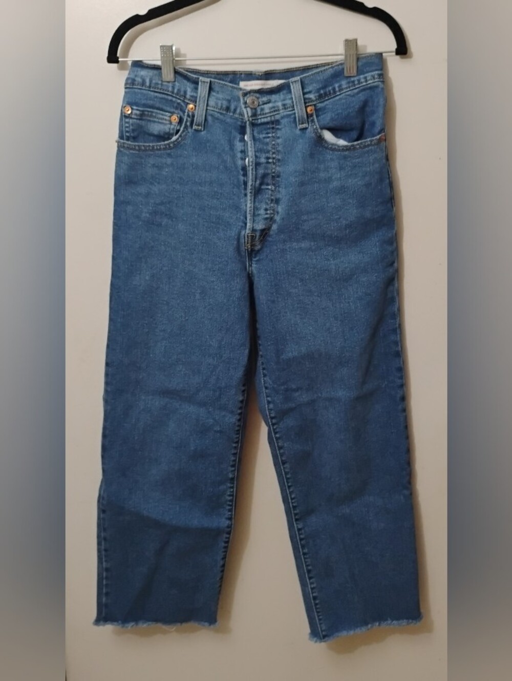 Classic Levi's Blue Ribcage Straight-Leg Ankle Jeans